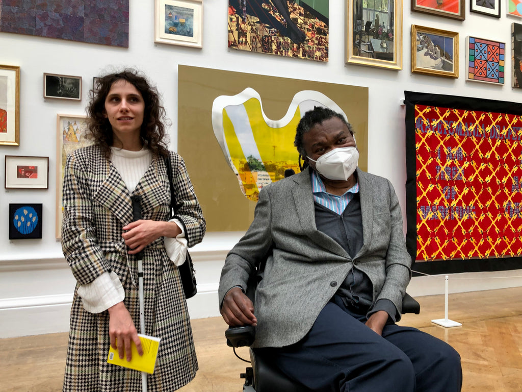 Artists Bianca Raffaella and Yinka Shonibare CBE RA, at the 253rd Royal Academy of Arts Summer Exhibition 2021